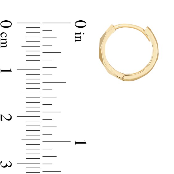 Geometric 12.6mm Huggie Hoop Earrings in 14K Gold