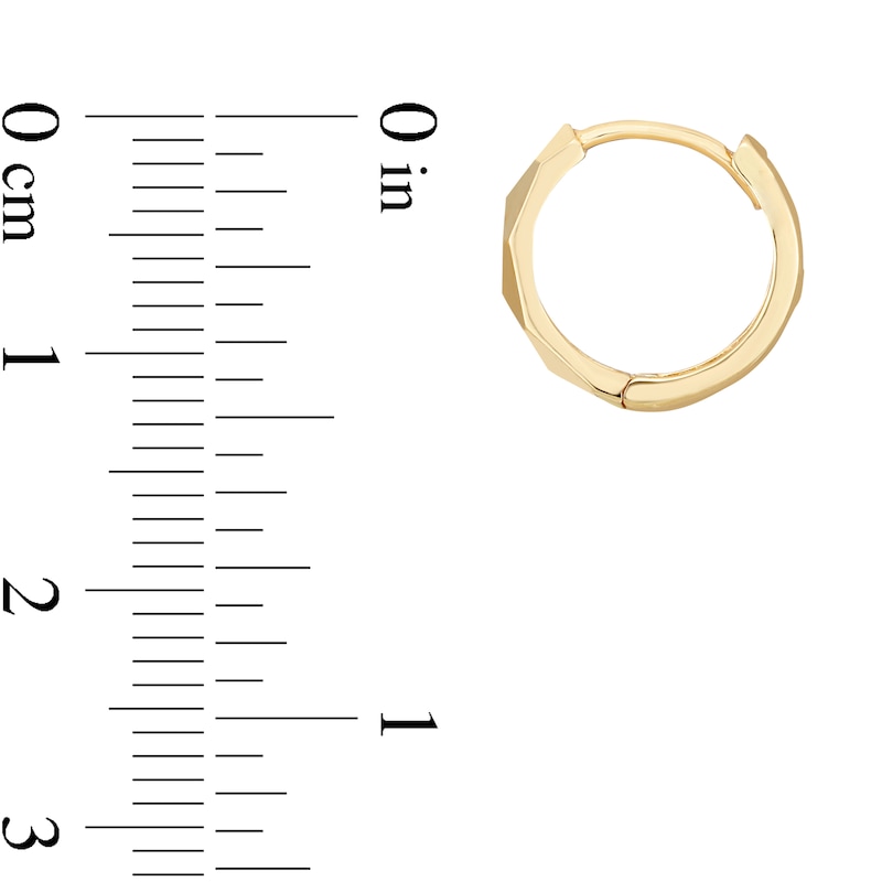 Main Image 3 of Geometric 12.6mm Huggie Hoop Earrings in 14K Gold
