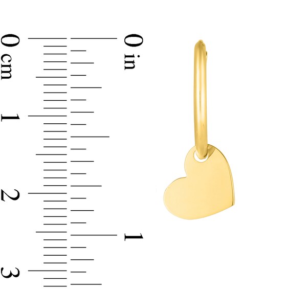 15.0mm Hoop Earrings with Heart Dangle in 14K Gold