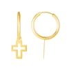 Thumbnail Image 1 of 15.0mm Hoop Earrings with Cross Dangle in 14K Gold