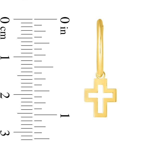 15.0mm Hoop Earrings with Cross Dangle in 14K Gold