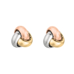 9.0mm Love Knot Stud Earrings in 14K Tri-Tone Gold