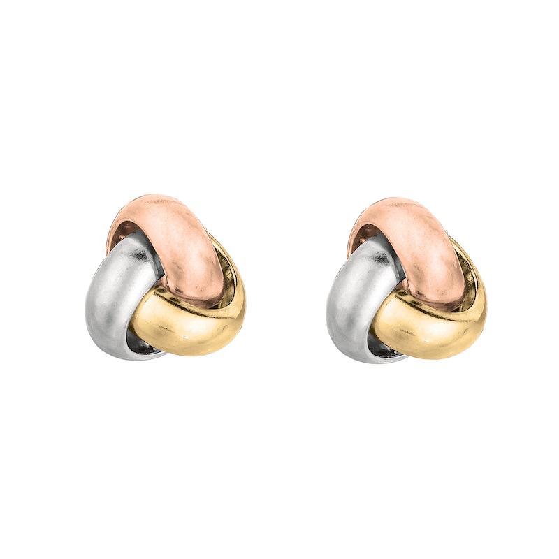 Main Image 1 of 9.0mm Love Knot Stud Earrings in 14K Tri-Tone Gold