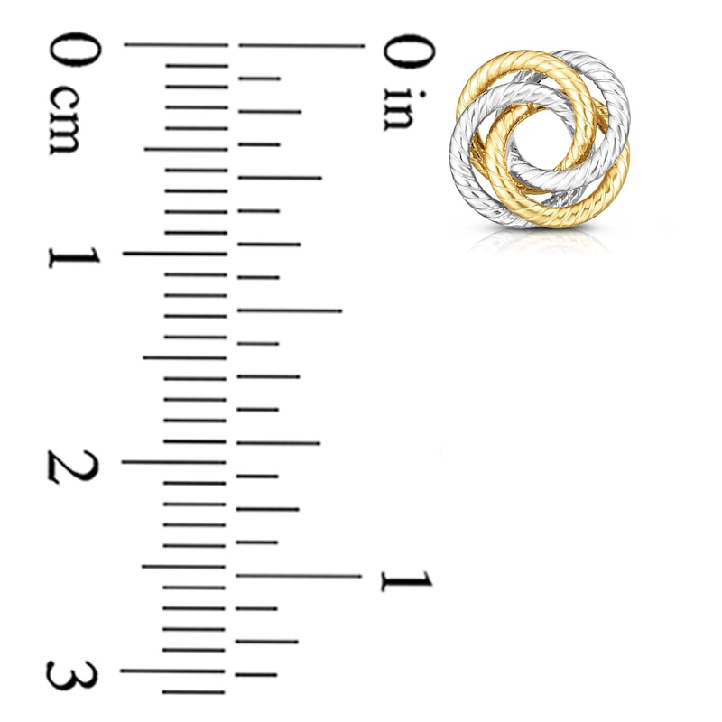 Main Image 4 of Textured Love Knot Stud Earrings in 14K Two-Tone Gold