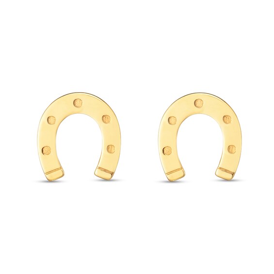 Horseshoe Stud Earrings in 14K Gold
