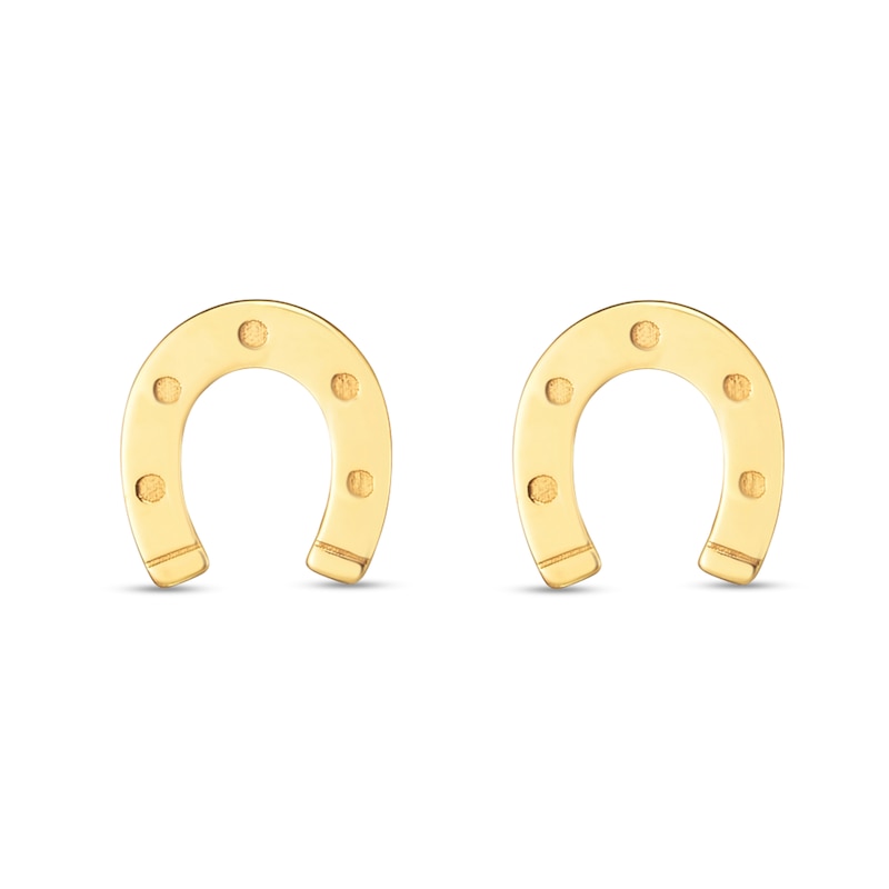 Main Image 2 of Horseshoe Stud Earrings in 14K Gold