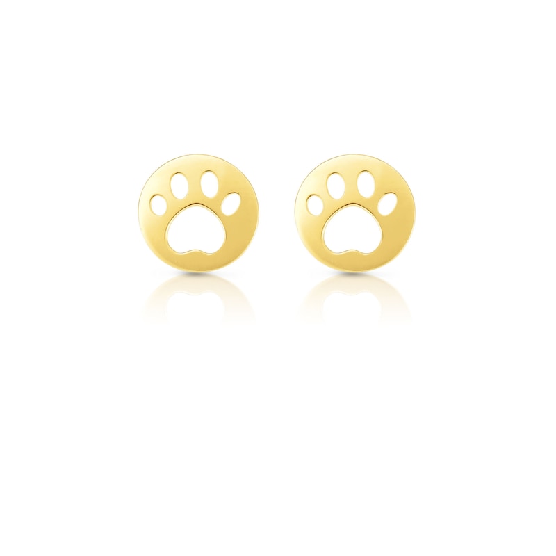 Main Image 2 of Paw Print Cutout Stud Earrings in 14K Gold