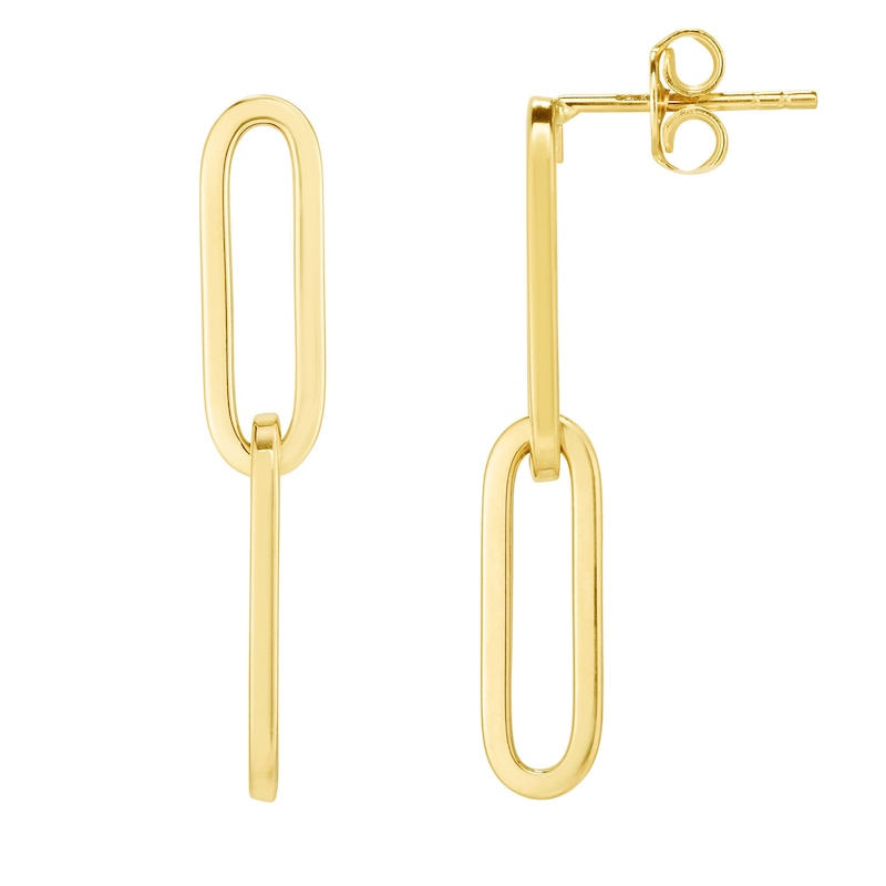 Main Image 1 of Paper Clip Chain Drop Earrings in 14K Gold