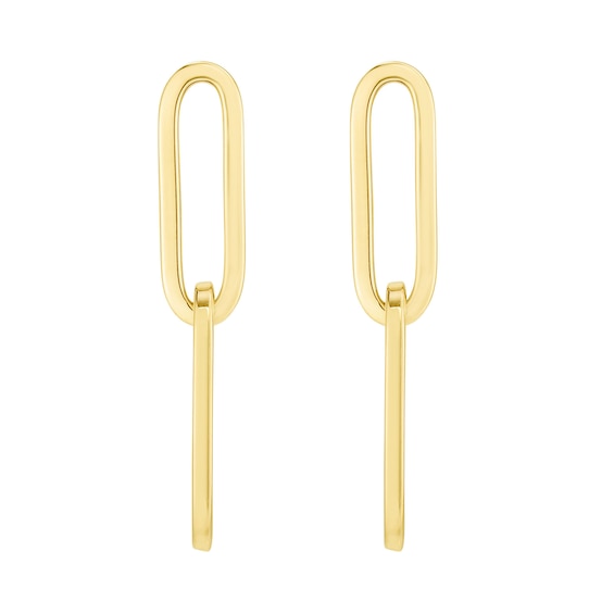 Paper Clip Chain Drop Earrings in 14K Gold