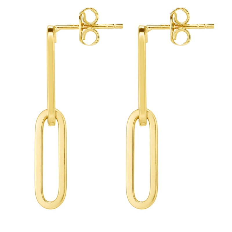 Main Image 3 of Paper Clip Chain Drop Earrings in 14K Gold