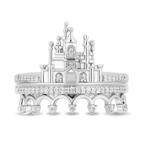 Enchanted Disney 1/5 CT. T.w. Diamond Castle Ring Set in Sterling Silver