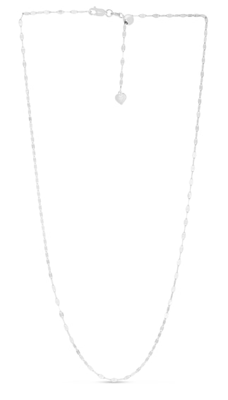 Adjustable 2.3mm Mirror Flat Link Chain Necklace in Solid Sterling Silver - 22"