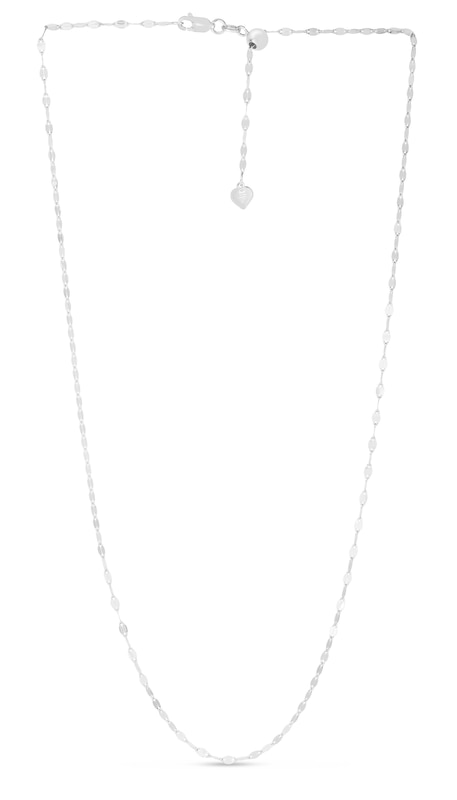 Main Image 1 of Adjustable 2.3mm Mirror Flat Link Chain Necklace in Solid Sterling Silver  - 22"