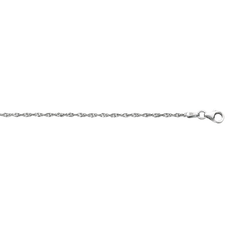 1.8mm Singapore Chain Choker Necklace in Hollow Sterling Silver - 16"