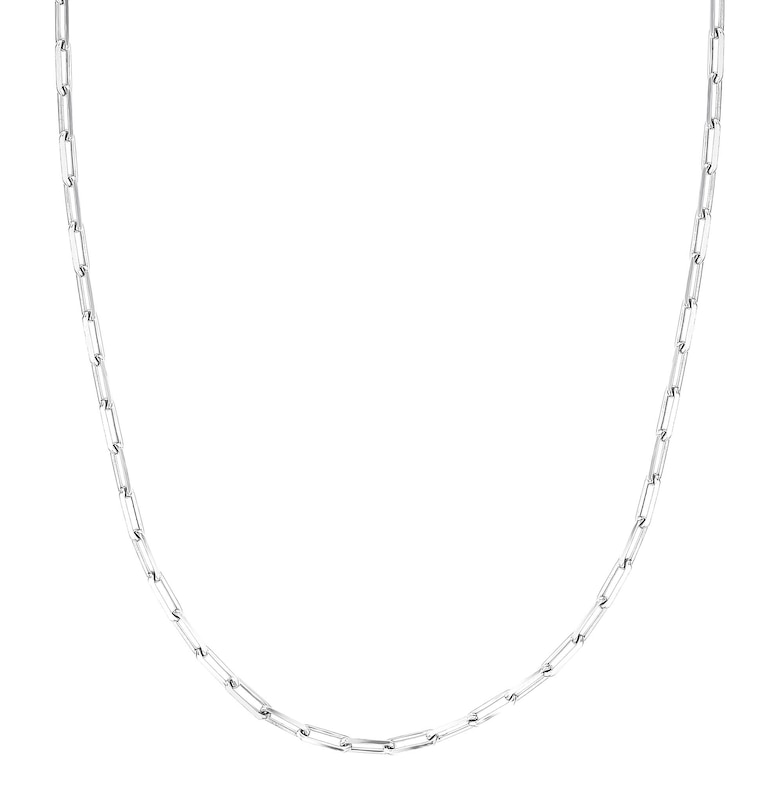 Main Image 1 of 2.5mm Diamond-Cut Paper Clip Chain Necklace in Solid Sterling Silver  - 18"