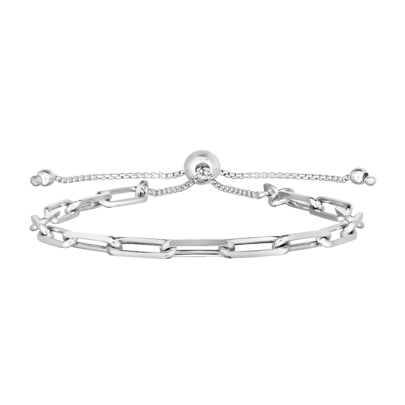 Paper Clip-Style Chain-Link Bolo Bracelet in Sterling Silver - 9.25"