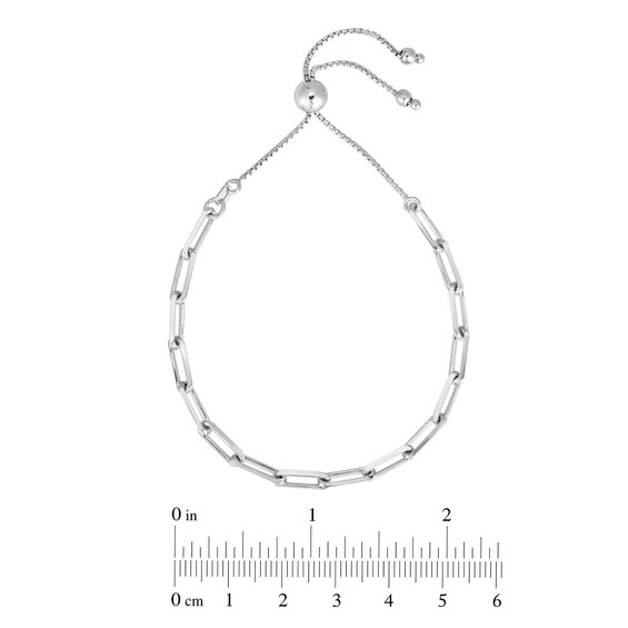 Paper Clip-Style Chain-Link Bolo Bracelet in Sterling Silver - 9.25"