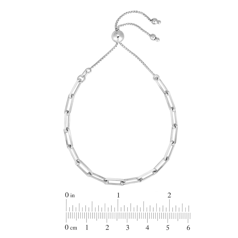 Paper Clip-Style Chain-Link Bolo Bracelet in Sterling Silver - 9.25"