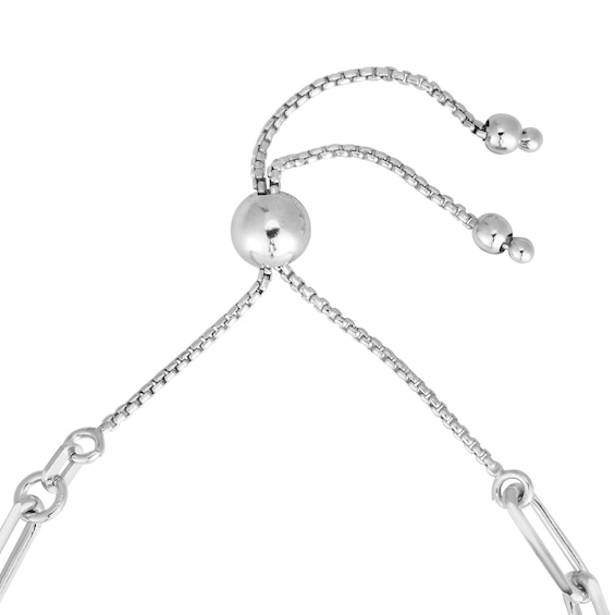 Paper Clip-Style Chain-Link Bolo Bracelet in Sterling Silver - 9.25"