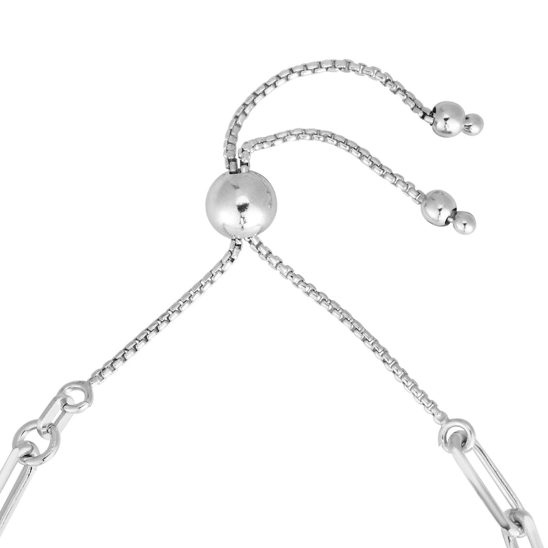 Paper Clip-Style Chain-Link Bolo Bracelet in Sterling Silver - 9.25"