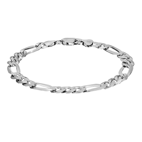 7.8mm Diamond-Cut Figaro Chain Bracelet in Solid Sterling Silver - 8.5"