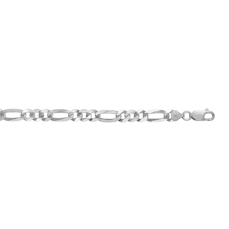 7.8mm Diamond-Cut Figaro Chain Bracelet in Solid Sterling Silver  - 8.5"