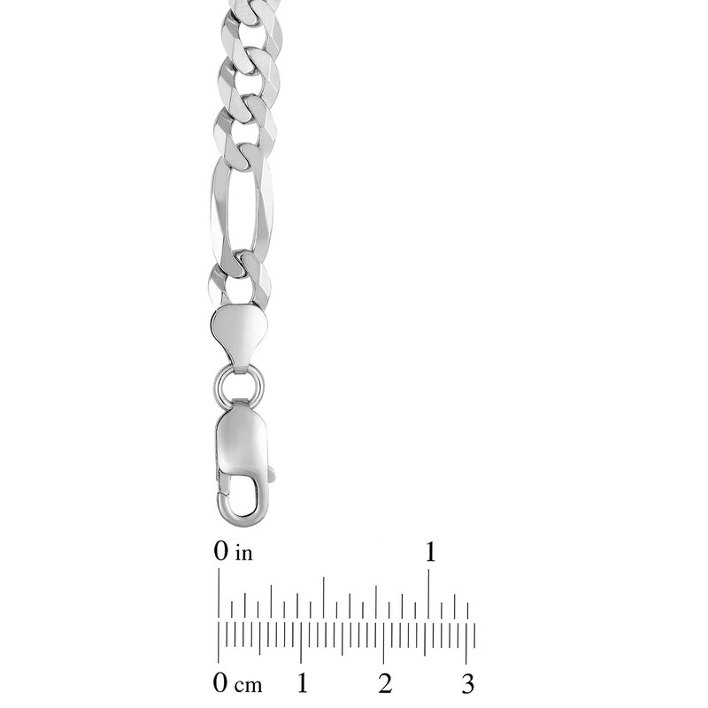 7.8mm Diamond-Cut Figaro Chain Bracelet in Solid Sterling Silver  - 8.5"