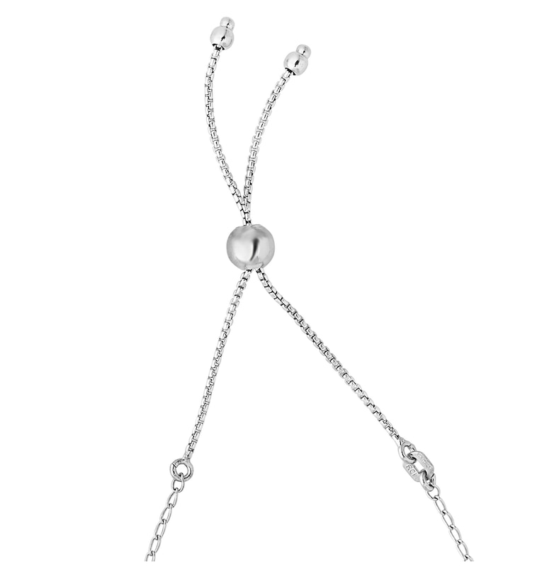 Main Image 2 of Sideways Cross Rosary-Style Bolo Bracelet in Sterling Silver and Rose Rhodium - 9.25"