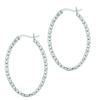 Thumbnail Image 2 of 20.0mm Diamond-Cut Oval Hoop Earrings in Sterling Silver