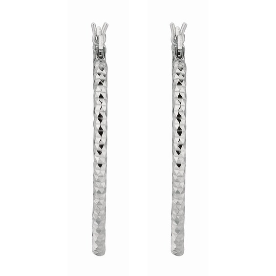 20.0mm Diamond-Cut Oval Hoop Earrings in Sterling Silver
