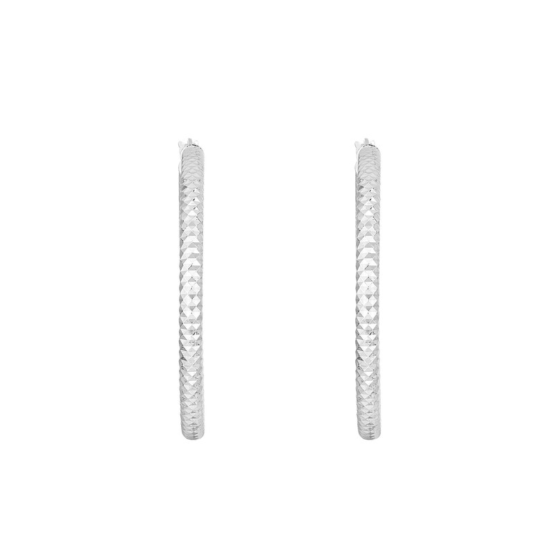 Main Image 2 of 35.0mm Diamond-Cut Hoop Earrings in Sterling Silver