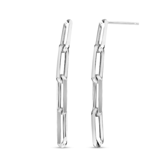 Paper Clip Chain Drop Earrings in Sterling Silver