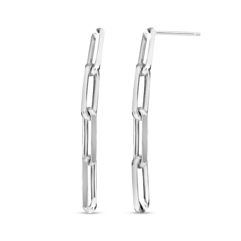 Main Image 1 of Paper Clip Chain Drop Earrings in Sterling Silver