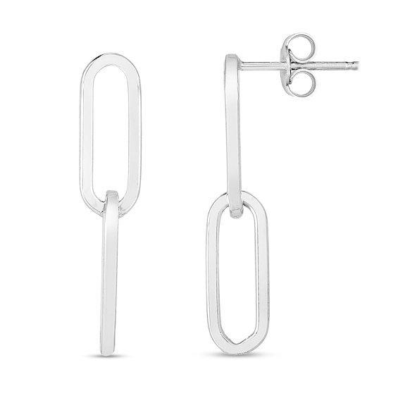 Paper Clip Drop Earrings in Sterling Silver
