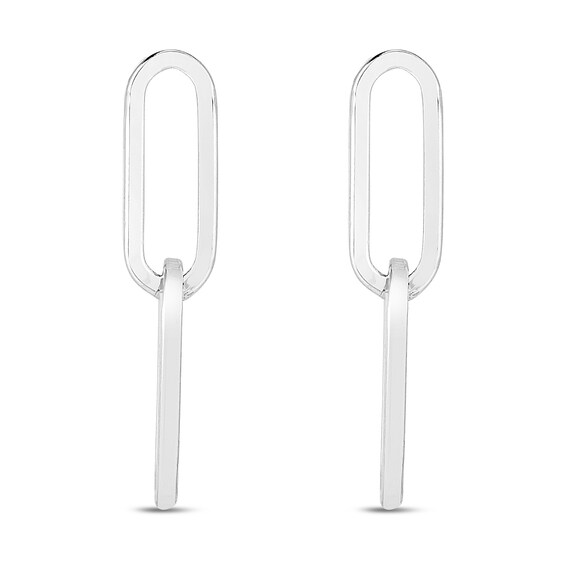 Paper Clip Drop Earrings in Sterling Silver