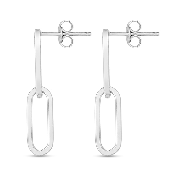 Paper Clip Drop Earrings in Sterling Silver