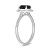 Thumbnail Image 2 of Oval Black Sapphire and 1/6 CT. T.W. Diamond Scallop Frame Ring in 10K White Gold