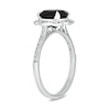 Thumbnail Image 2 of Black Sapphire and 1/6 CT. T.W. Diamond Scallop Frame Ring in 10K White Gold