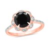 Thumbnail Image 1 of Black Sapphire and 1/6 CT. T.W. Diamond Scallop Frame Ring in 10K Rose Gold