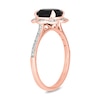 Thumbnail Image 2 of Black Sapphire and 1/6 CT. T.W. Diamond Scallop Frame Ring in 10K Rose Gold