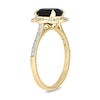 Thumbnail Image 2 of Black Sapphire and 1/6 CT. T.W. Diamond Scallop Frame Ring in 10K Gold