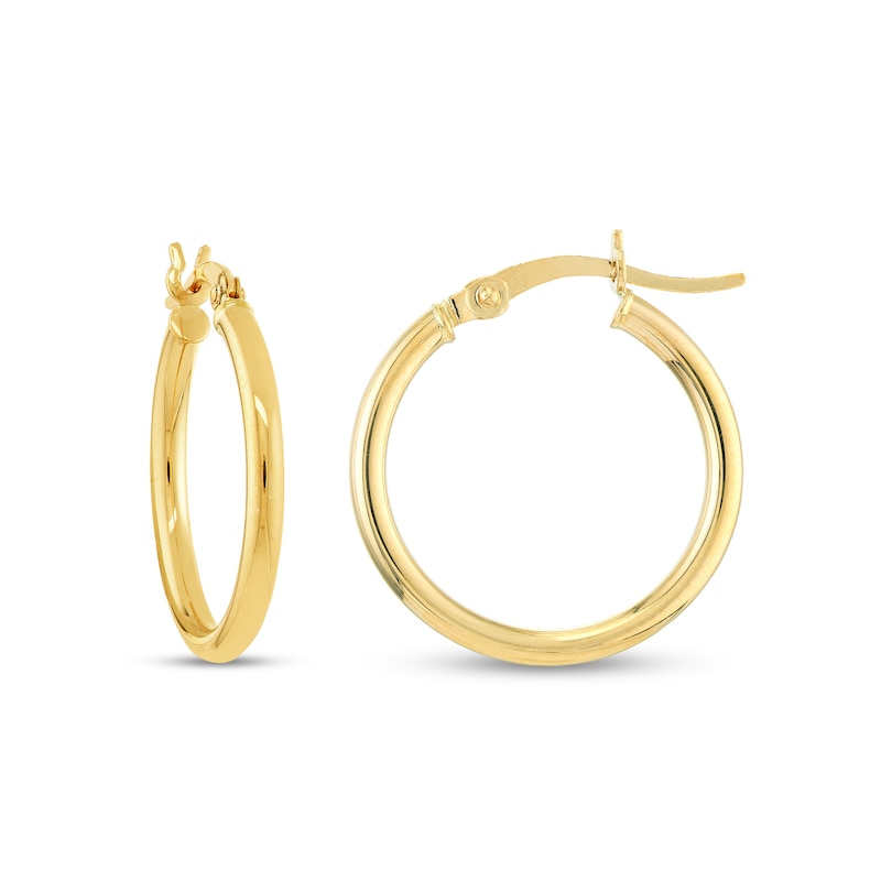 Main Image 2 of Essentials Three Pair Polished Hoop Earrings Set in 10K Gold
