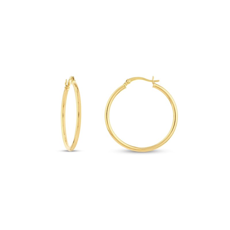 Main Image 4 of Essentials Three Pair Polished Hoop Earrings Set in 10K Gold