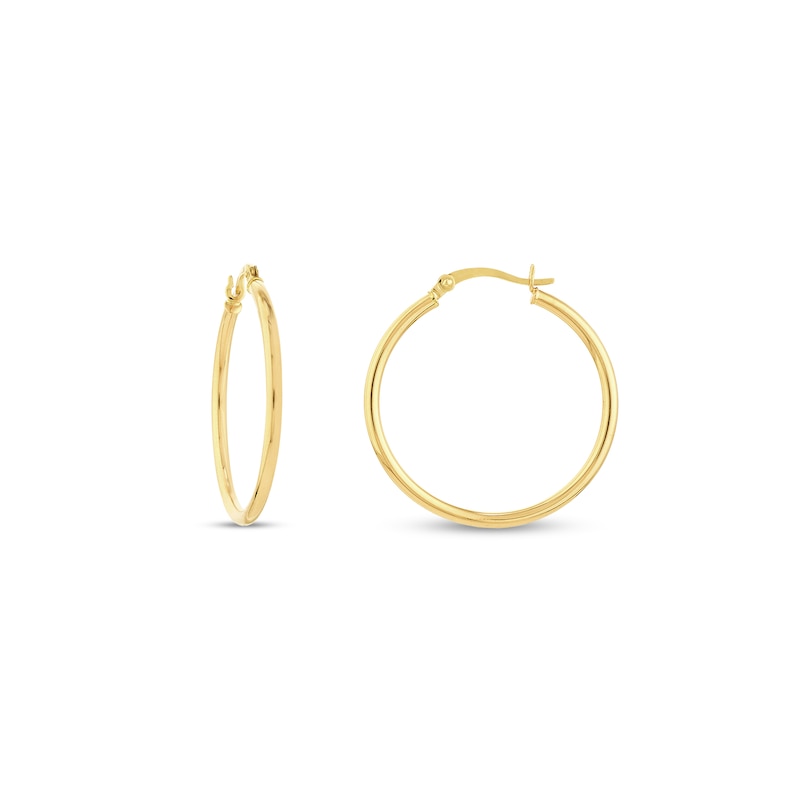 Essentials Three Pair Polished Hoop Earrings Set in 10K Gold