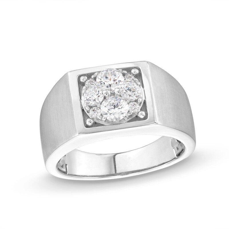 Men's 1 CT. T.W. Multi-Diamond Squared Ring in 14K White Gold | Zales