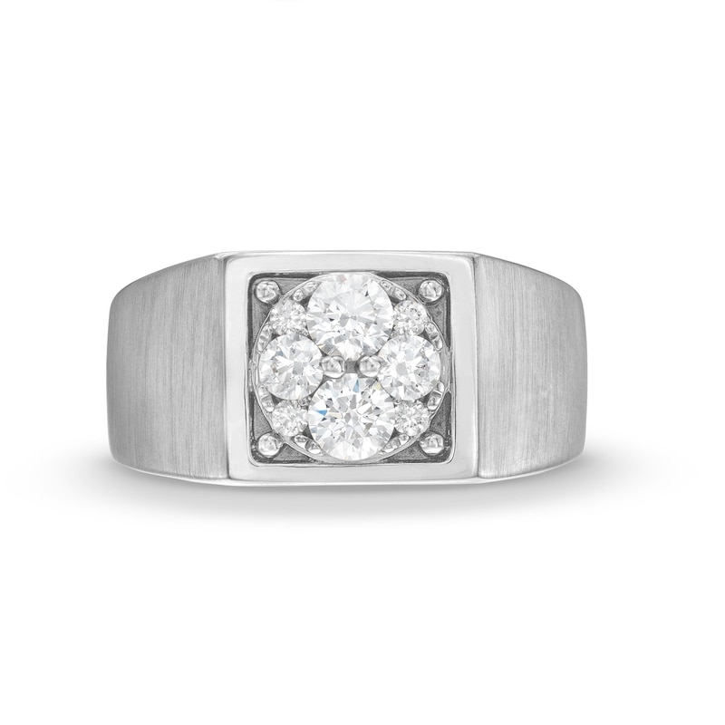 Main Image 4 of 1 CT. T.W. Multi-Diamond Squared Ring in 14K White Gold
