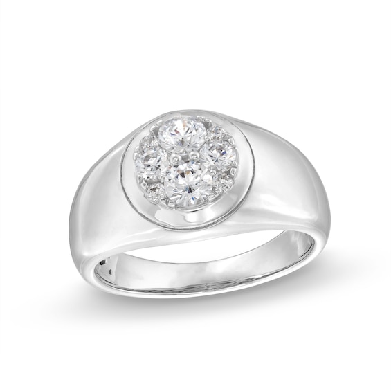 Men's 1 CT. T.w. Multi-Diamond Dome Ring in 14K White Gold