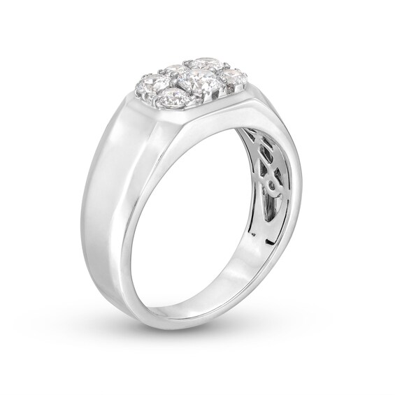 1 CT. T.w. Emerald-Shaped Multi-Diamond Dome Ring in 14K White Gold