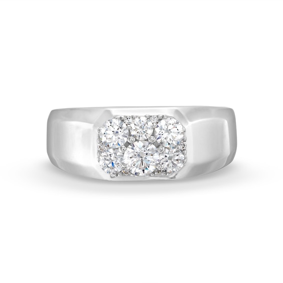 1 CT. T.w. Emerald-Shaped Multi-Diamond Dome Ring in 14K White Gold