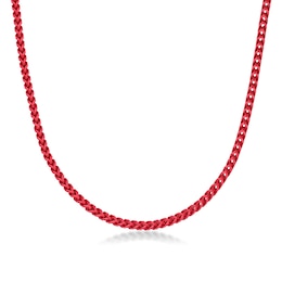 Men's 5.0mm Franco Chain Necklace in Solid Stainless Steel  with Red Acrylic - 26"